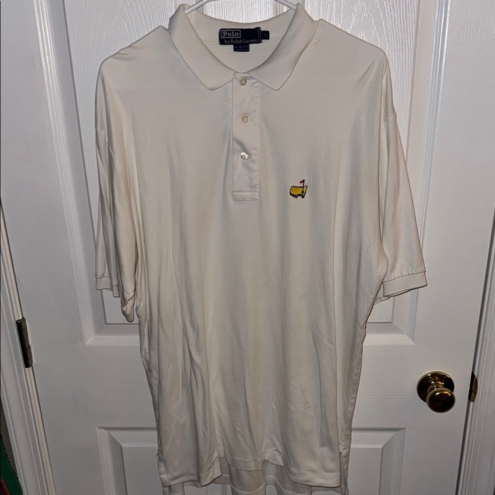 Men’s Sz Large Polo Ralph Lauren US Masters Golf white short sleeve polo shirt